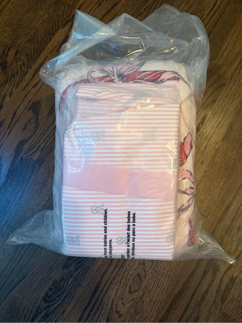 Victoria's Secret Pink Candy Cane Holiday Blanket with Pink Tote - Picture 6 of 7